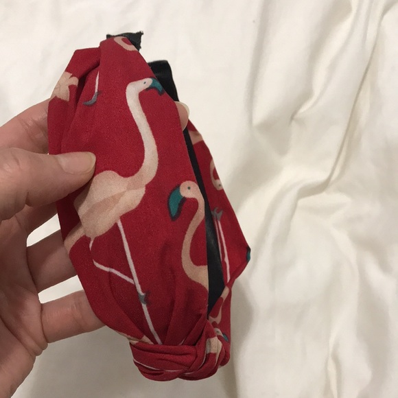 ❤️ Silk Flamingo Print Turban Knot Headband - Picture 3 of 11